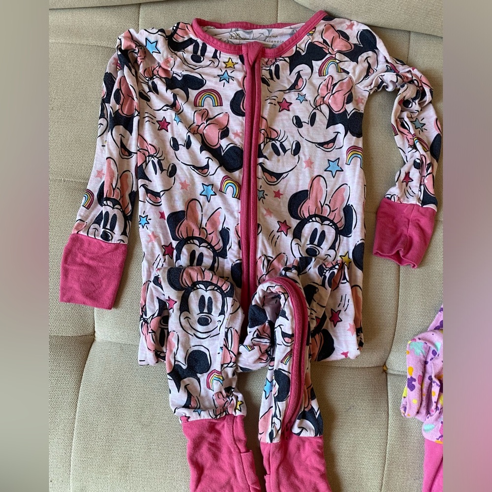 VGUC Little Sleepies Minnie Mouse zippy 18-24 months